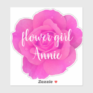 Sticker Fleur Fille Violet Rose Rose Nom personnalisé