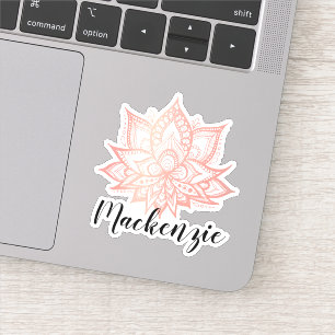 Sticker Fleur Lotus rose Nom personnalisé