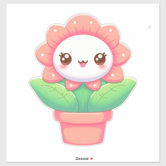 Sticker Fleur mignonne, capricieuse en pot (Feuille)