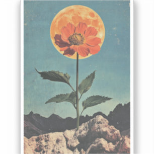 Sticker Fleur orange Lune - Charme Boho Vintage (2)