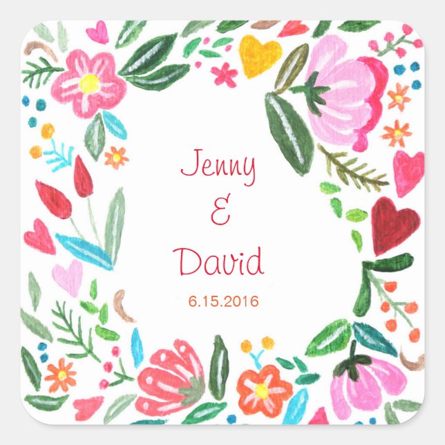 Sticker Fleur Personnalisé De Mariage Faveur (Devant)