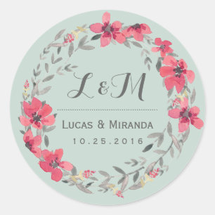 Sticker Fleur Rose Rustique Fleur Wreath Wedding F