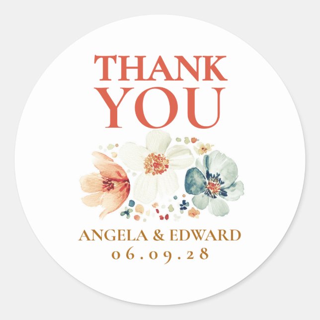 Sticker fleur sauvage Earthy Floral Merci (Devant)
