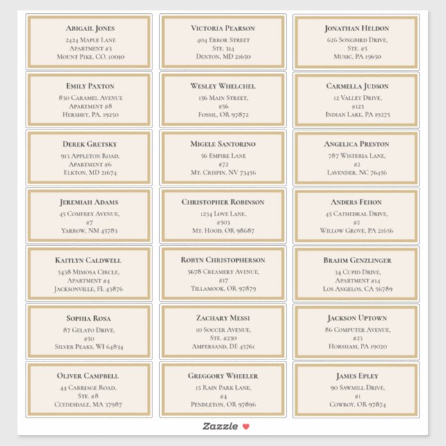 Sticker Fleur sauvage Fern Beige Gold Mariage Adresse du c (Feuille)