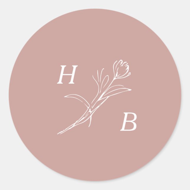 Sticker Fleur sauvage Mariage Monogram Classic Rou (Devant)