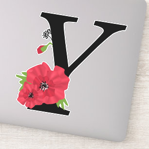 Sticker Fleur set, monogramme Y, lettre Y, fleurs, monogra