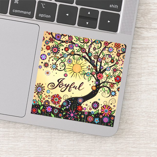 Sticker Fleurs amusantes et arbre joyeux Joyeux Whimsical (Détail)