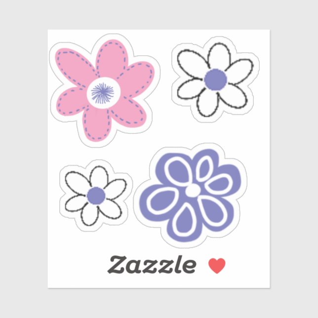 Sticker Fleurs blanches de lavande rose rétro (Feuille)