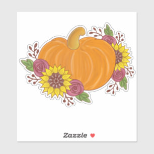 Sticker fleurs citrouilles automne automne belle peinte