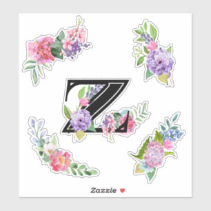 Sticker Fleurs d'aquarelle chic avec lettre Z