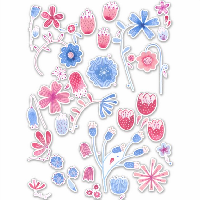 Sticker Fleurs d'aquarelle du jardin anglais (Devant)