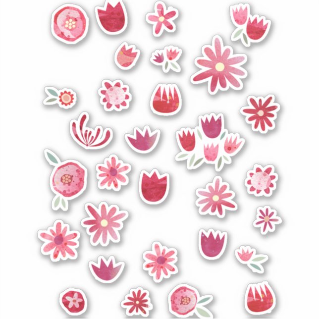 Sticker Fleurs d'aquarelle scandinave modernes (Devant)