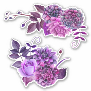 Sticker Fleurs d'aquarelle violet. Lilac jardin fleuri