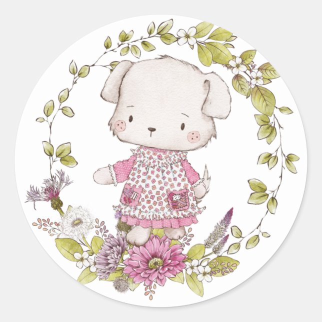Sticker Fleurs de Chien mignon (Devant)