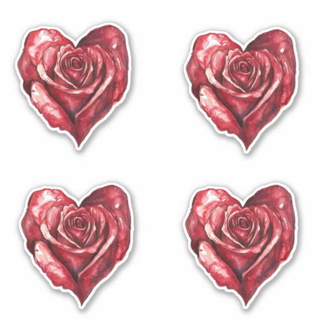 Sticker Fleurs de coeur romantiques de rose rouge (Devant)