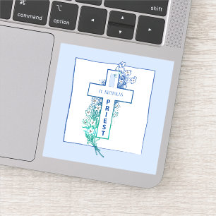 Sticker Fleurs de croix du prêtre personnalisées