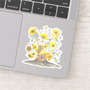 Sticker Fleurs de marmotte et de jaune