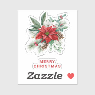 Sticker Fleurs de Noël Bouquet Rouge et blanc