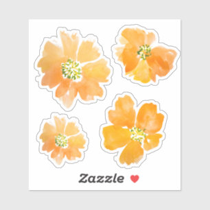 Sticker Fleurs de pavot orange aquarellisées