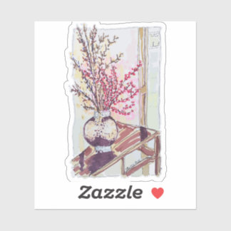 Sticker Fleurs de prunier rouges