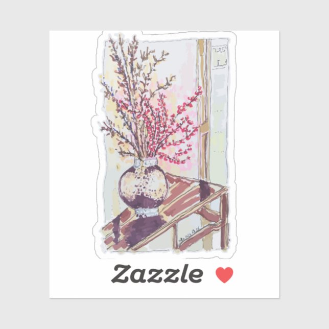 Sticker Fleurs de prunier rouges (Feuille)