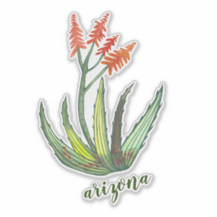 Sticker Fleurs de Succulent de Vera d'aloès d'aquarelle d