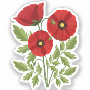 Sticker Fleurs d'été joyeuses floraison de pavot