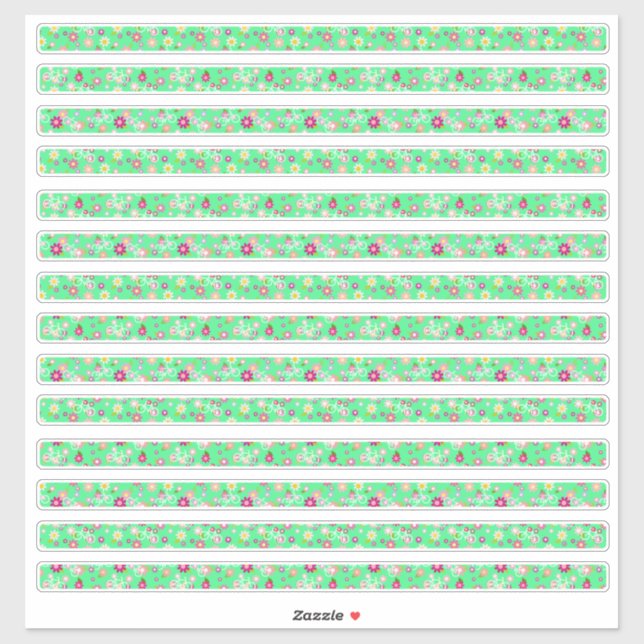 Sticker Fleurs et vélos verts printemps Limites frontières (Feuille)