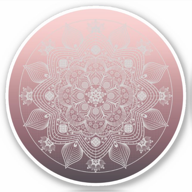 Sticker Fleurs, Feuilles, Dentelle Blanche Floral Mandala  (Devant)