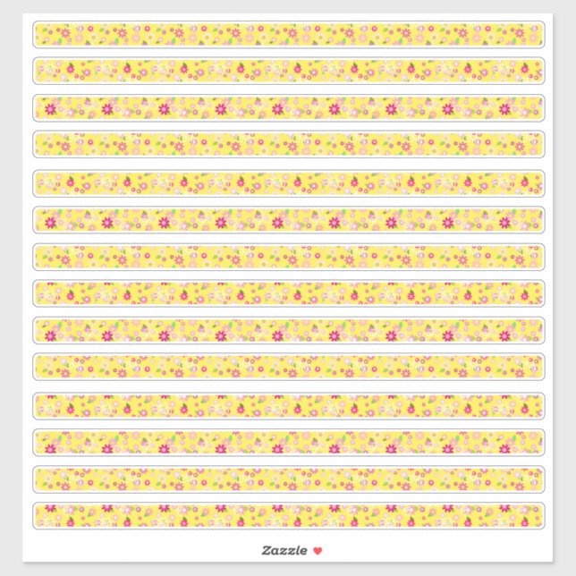 Sticker Fleurs Jaunes Petites Bordures  (Feuille)