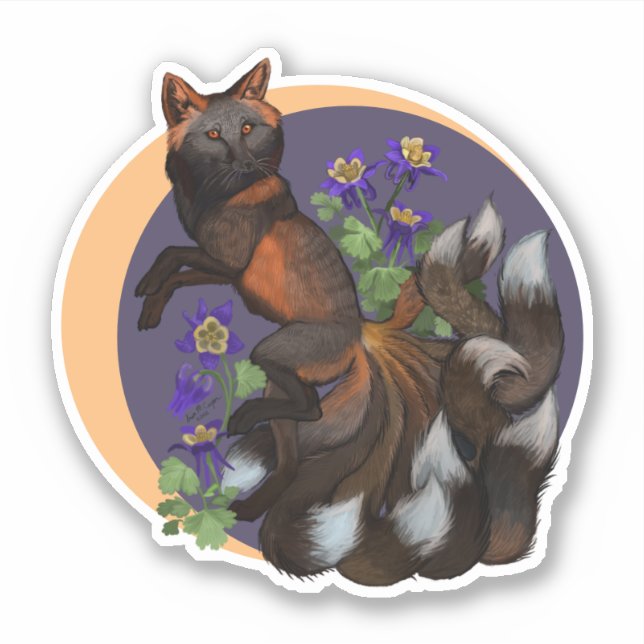 Sticker Fleurs Kitsune et Columbine (Devant)