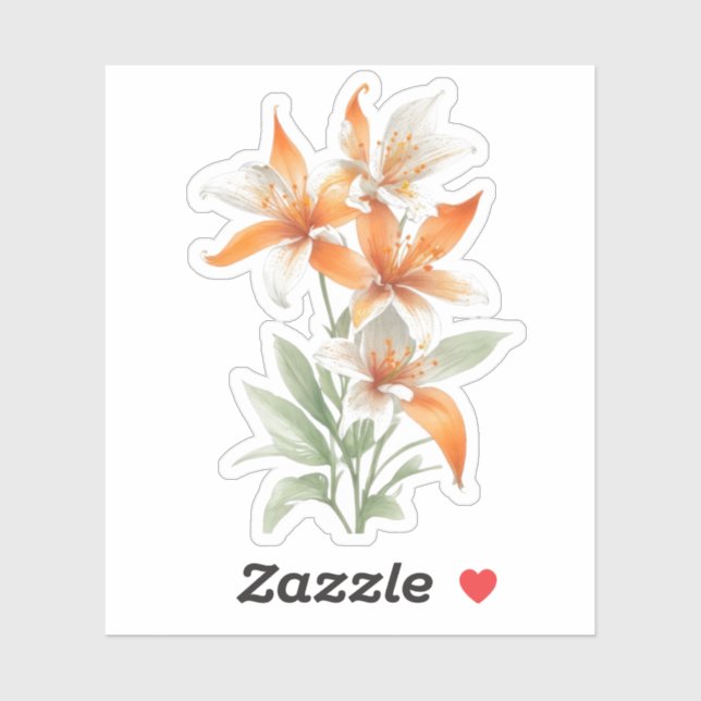 Sticker Fleurs Lys orange (Feuille)