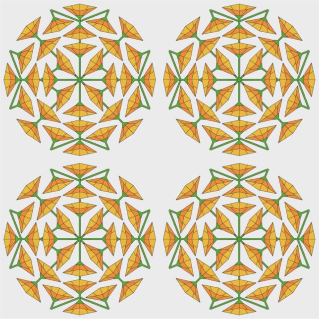 Sticker Fleurs Miroir Jaune Orange et Orange Jaune (Devant)