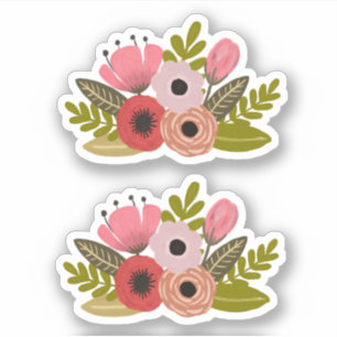 Sticker Fleurs peintes numériques Coupe d'illustration