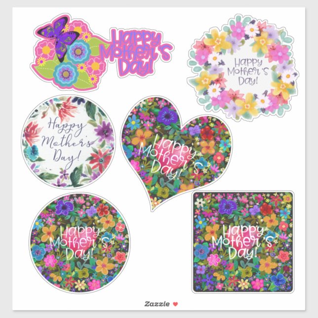 Sticker Fleurs pour maman pour la fête des mères (Feuille)