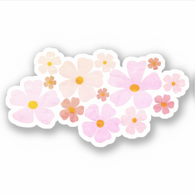 Sticker Fleurs roses Peachy Graphic avec effet Aquarelle (Devant)
