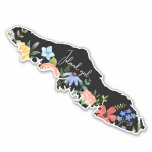 Sticker Fleurs sauvages d'aquarelle florale de l'île de Va