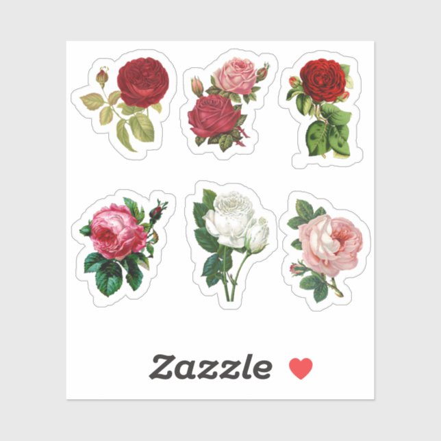 Sticker Fleurs vintages Roses (Feuille)