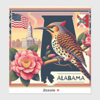 Sticker Flickr Nord de l'Alabama Oiseaux et Camellia Flowe