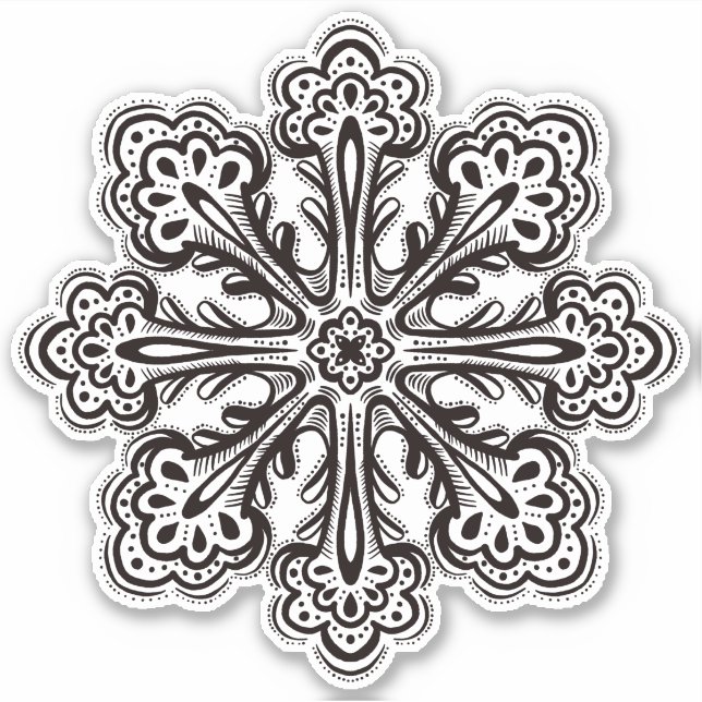 Sticker Flocon de neige en encre Art de tatouage d'hiver d (Devant)
