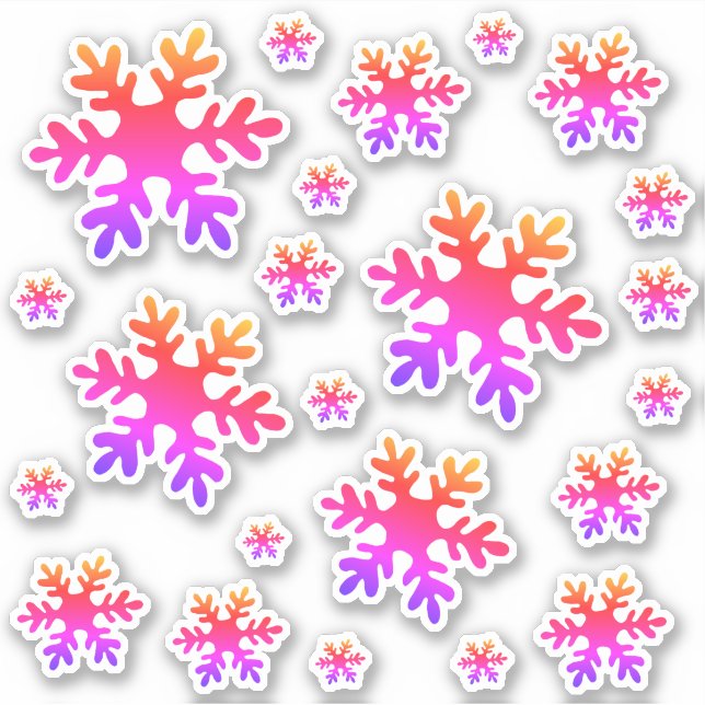 Sticker Flocon de neige rose coloré neige hiver Noël (Devant)