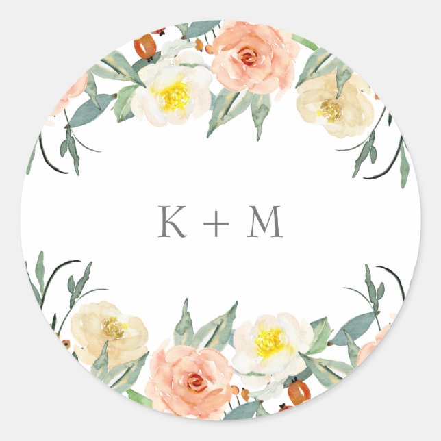 Sticker Floral Aquarelle/Étiquette (Devant)