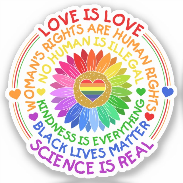 Sticker Floral Arc-en-ciel Position politique et sociale (Recto)