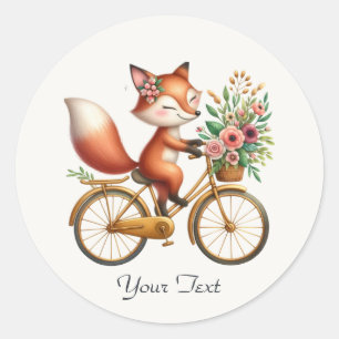 Sticker Floral Bicycle Fox