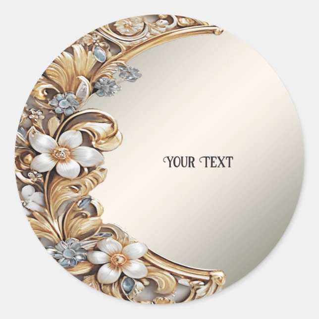 Sticker Floral Blanc Or (Devant)