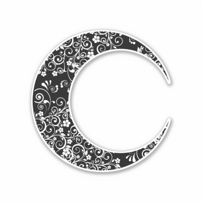 Sticker floral blanc personnalisé Crescent Lune (Devant)