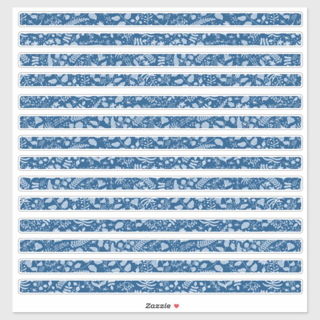 Sticker Floral Borders Boho Classic Blues (Feuille)