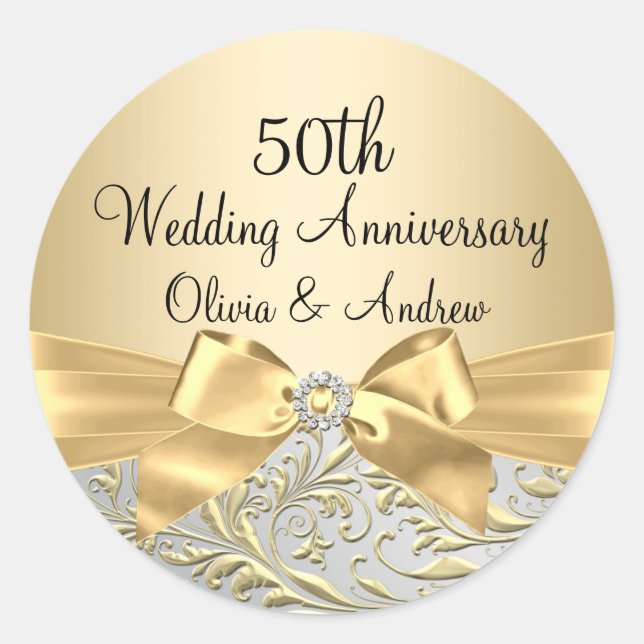 Sticker Floral Bow Or 50e Anniversaire (Devant)