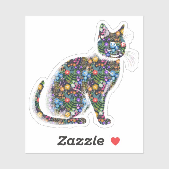Sticker floral cat (Feuille)