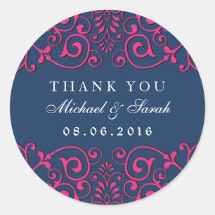 Sticker floral classique bleu marine victorien
